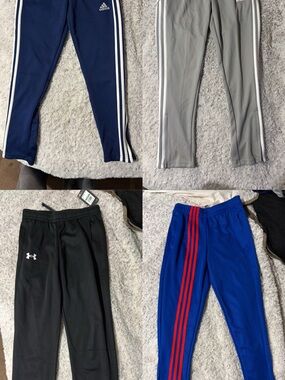 adidas Navy Track Pants with White Stripes - Kids